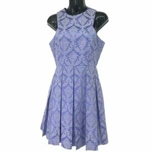 Gianna Bini Maddox Pleated Iridescent Lavendar A Line Formal Dress L